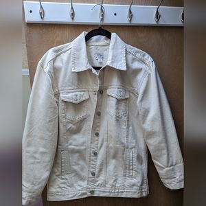 J. Crew denim chore jacket size small, ecru color